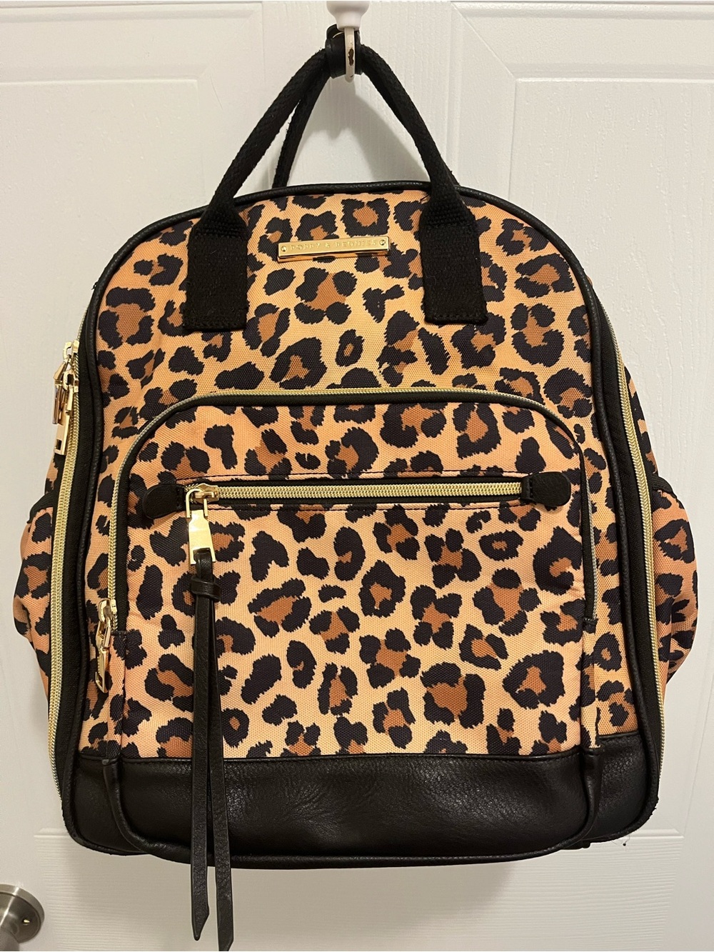 Poppy and Peonies Leopard Bag with Black Trim and Gold Hardware